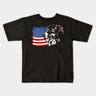 Proud Bernese Mountain Dog American Flag patriotic dog Kids T-Shirt